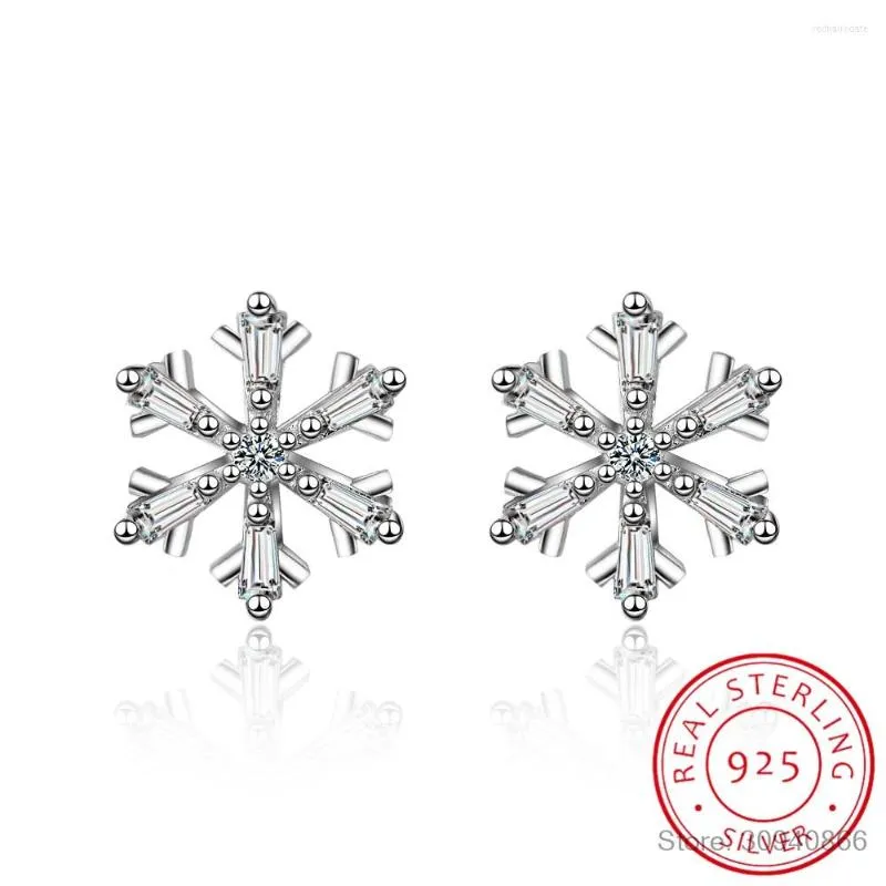 Boucles d'oreilles à tige Moissanite femmes flocon de neige boucle d'oreille en argent Sterling 925 plaqué rhodium brillant bijoux fins cadeau