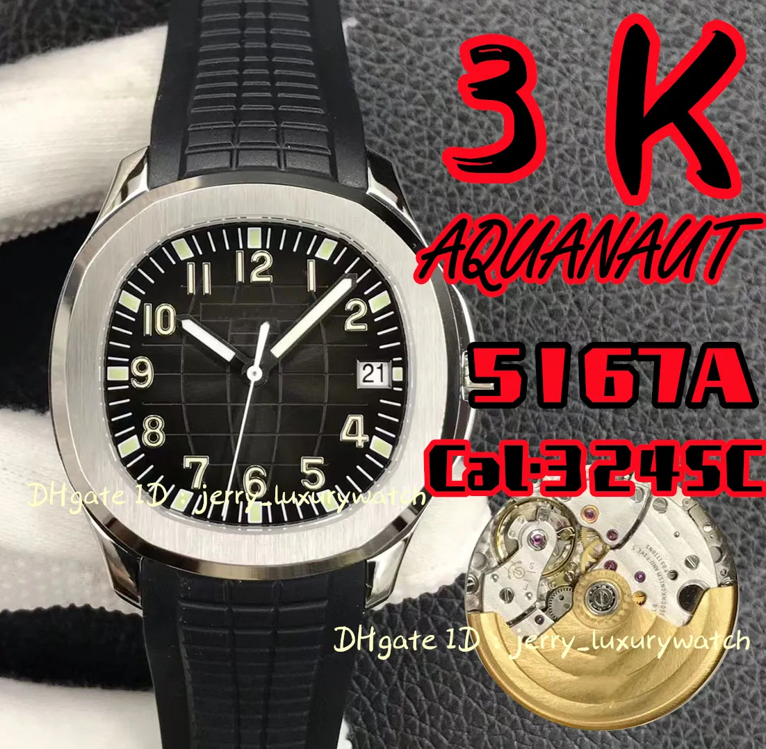 3K 5167 роскошные мужские часы 40 мм letched версии 3,3 мм 324 Механическое движение Толщина тела 8,3 мм AR Стальная лента черная циферблат