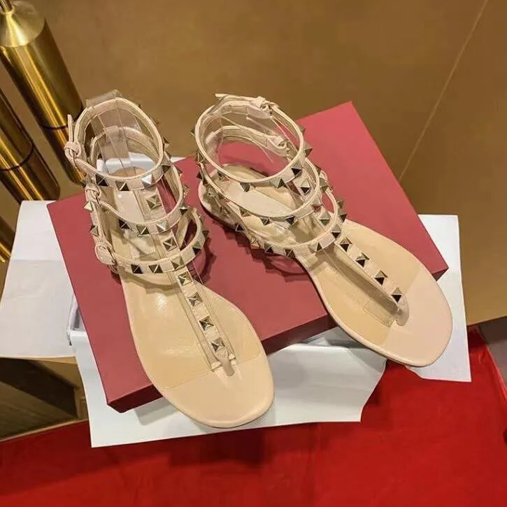 Summer Color Rivets Women s Spiked Gladiator Flat Sandals with Stones Studded Flip Sandals Adjustable Women s Shoes