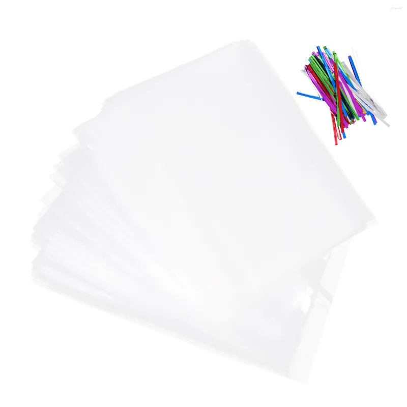 Placas 100 conjuntos de sacos de freezer pão de vidro poli clear plástico de papel de paper presente