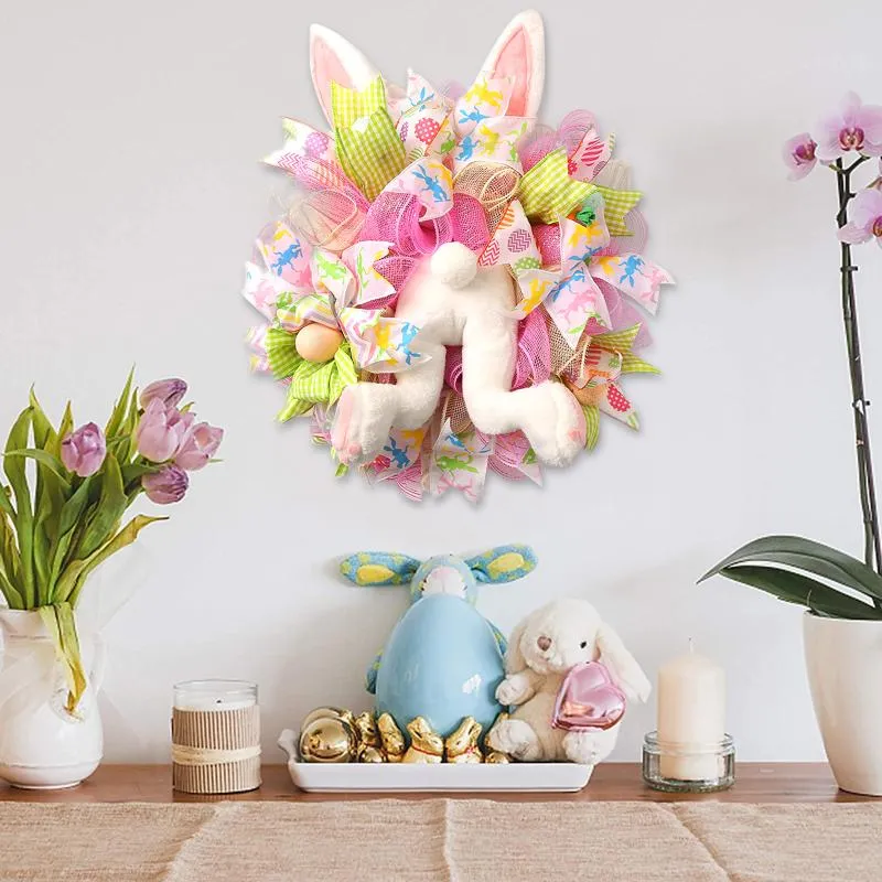 Decorative Flowers & Wreaths Easter Door Wreath Festival Round Cartoon Pendant Creative Wall Home DecorationDecorative DecorativeDecorative