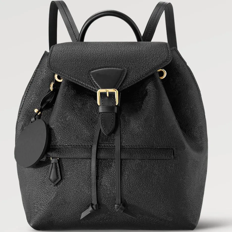 Classic Letter Print Black Leather Backpack Womens With Serial Code And ...