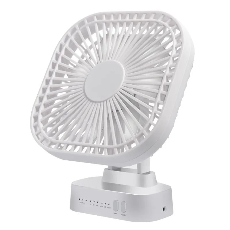 90° Folding Fan 5000mAh Battery USB Timing Desktop Cooling Fan Home Air Circulators Magnet Absorption Silent 3-speed Strong Wind