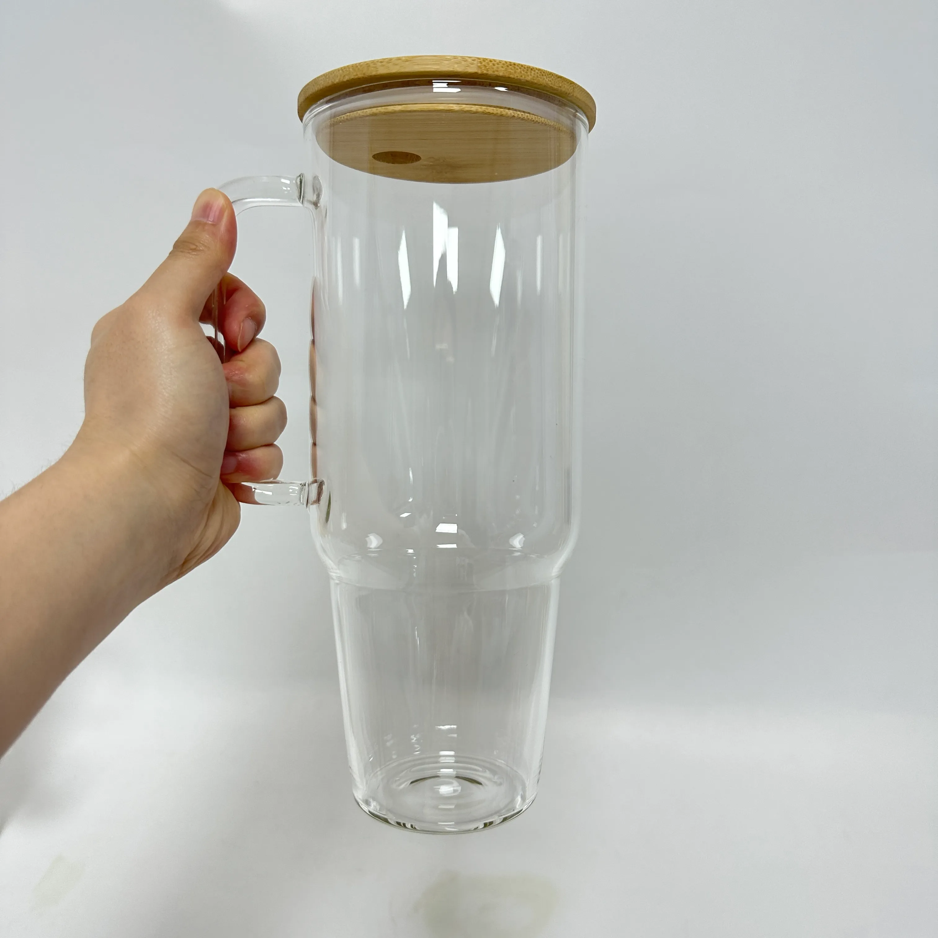 Clear Frosted Sublimation Glass Blank Tumblers In Bulk With Handle And  Bamboo Lid Ideal For DIY Printing And Outdoor Travel Available In 40oz And  32oz Sizes From Babyonline, $9.44
