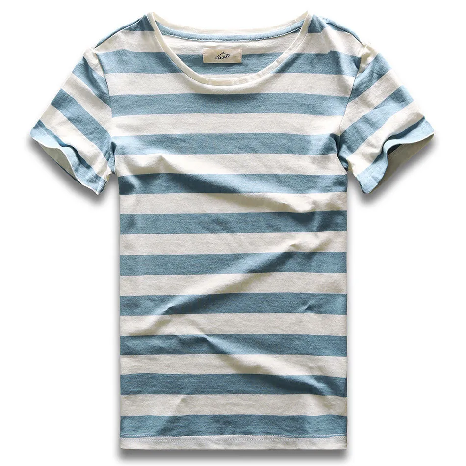 Men's Polos Men Striped T-Shirt Stripes Top Tees Male Fashion Short Sleeve Blue Red White Black Costume Cosplay Party 230511