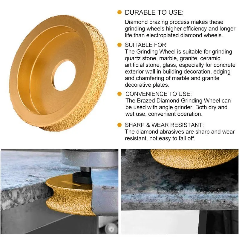 Finishing Products XCAN Dry Vacuum Brazed Diamond Grinding Wheel Edge Profile Disc for Angle Grinder Bore 20mm Diameter 3inch 75mm 230511