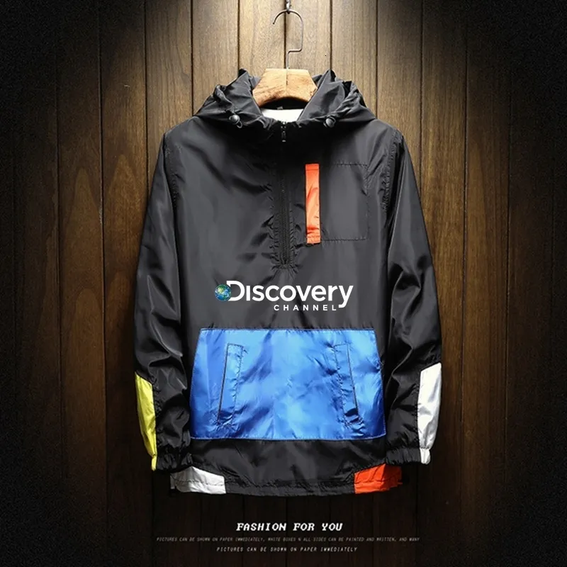 Men s Jackets Windbreaker Hooded Jacket Discovery Tractor Lightweight Casual Zip up Bomber Coat Letter Thin coat 230511