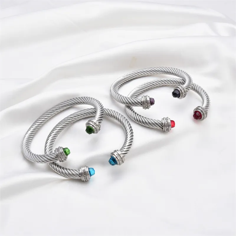 Bracelets porte-bonheur FYSARA tressé Bracelet torsadé ouvert 7 MM couleur Zircon bijoux saint valentin cadeau femmes coloré 230511