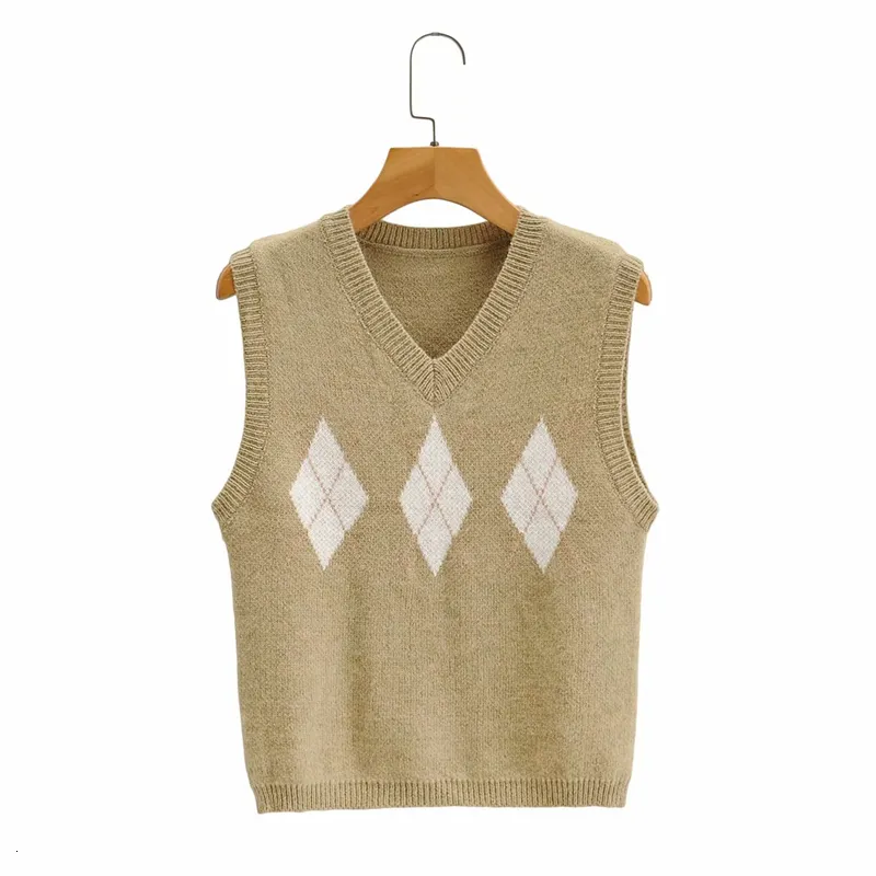 Pullunder Dames mouwloos V-hals gebreide trui elegante gebreide trui casual dames herfst winter trui sweater vest, groen, S