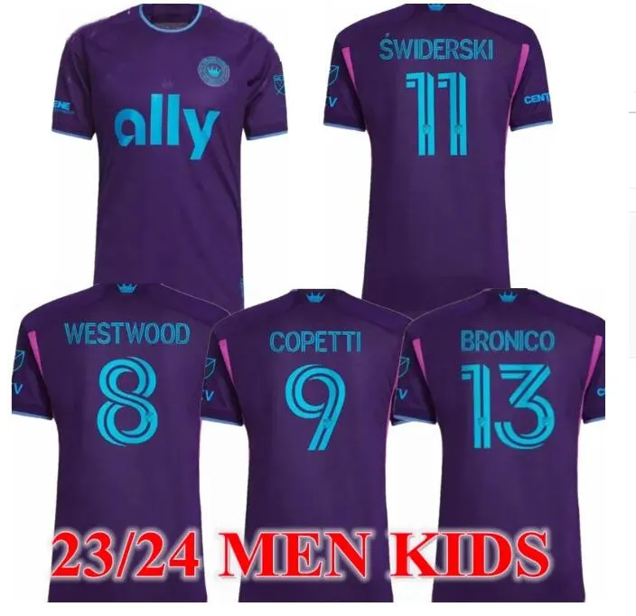 2023 Charlotte FC Karol Swiderski Soccer Jerseys Home and Away Player Version Westwood 8 Swiderski 11 Bronico 13 Copetti 9 Football Jersey Shirts