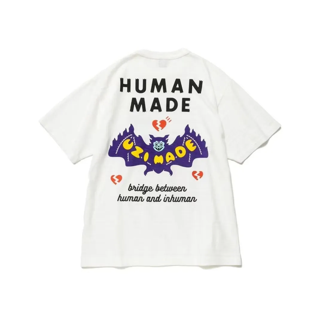 HUMAN MADE Fun Print Бамбуковая хлопковая футболка с короткими рукавами для мужчин и женщин az