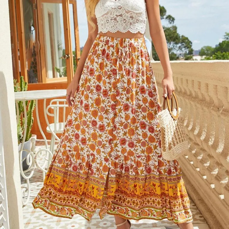 Cotton floral maxi skirt new arrivals