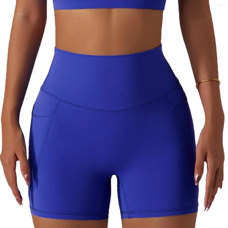 Aktive Shorts, bequem, hautfreundlich, hohe Taille, Yoga, Damen, Fitnessstudio, Hip-Lift-Hose, Tasche, atmungsaktiv, Laufen, Radfahren, Sport, Sommer