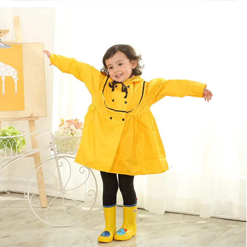 Rain Gear Long Kids Childrens Yellow Raincoat Dress Jackets Rain