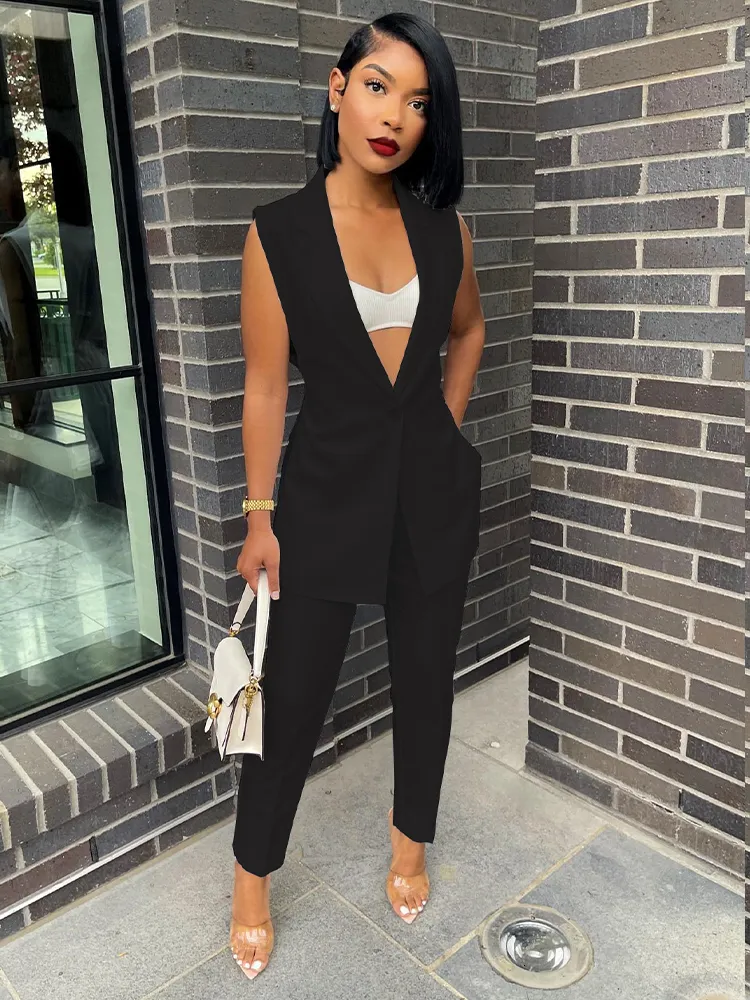 Sleeveless blazer suit hotsell