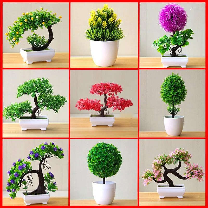 Flores decorativas Decoração de jardim Plantas artificiais Bonsai Pequena panela de árvore falsa Ornamentos em vasos de plantas para decoração de mesa da sala de casa