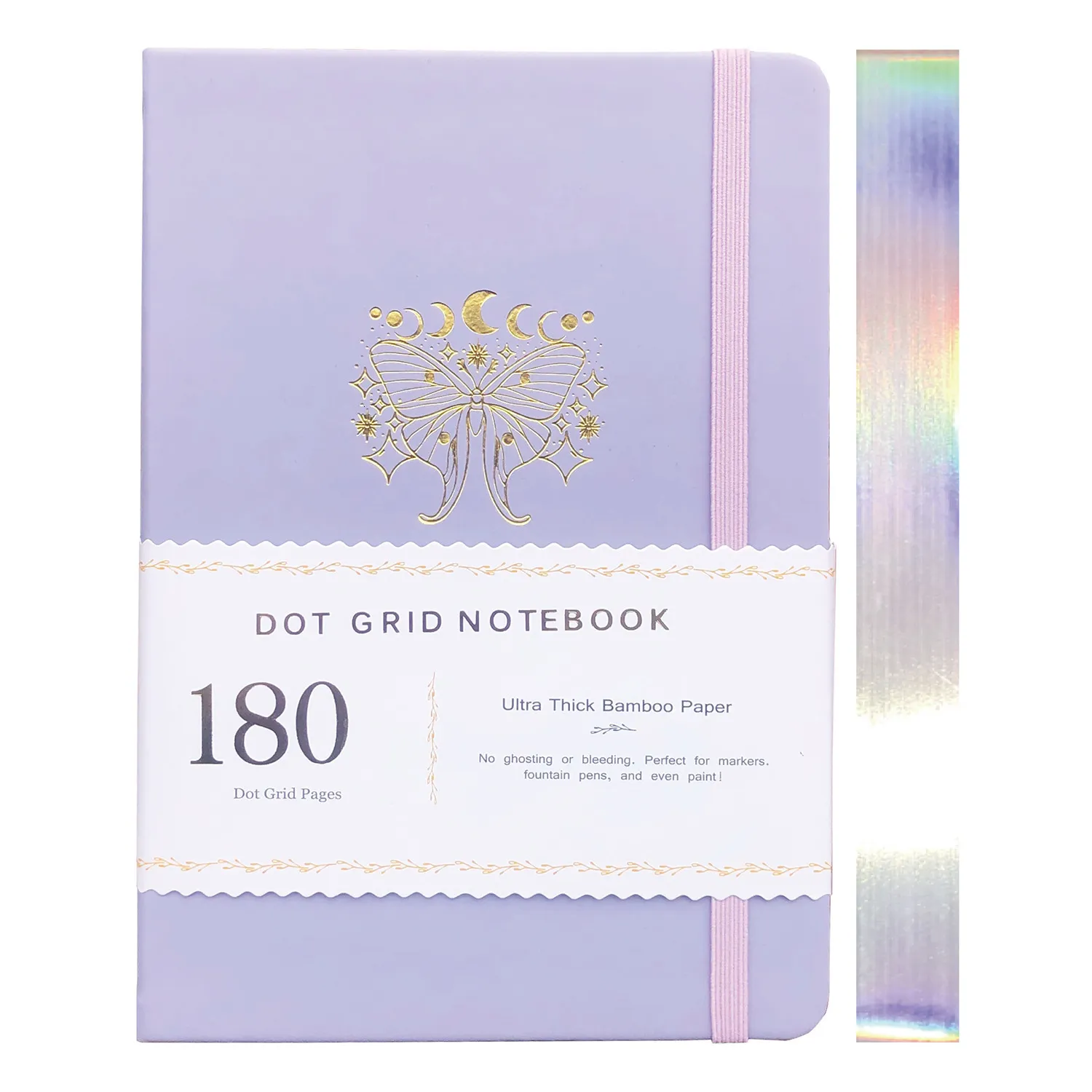 Kladblokjes Purple Butterfly Bullet Stipped Notebook Dot Grid Journal 180GSM Paper Vegan Fabric Hardcover 230511