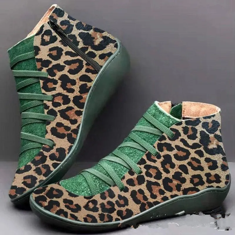 Boots Brand Women's Ankle Boots Casual Women Winter Boots Leopard Tryck kil