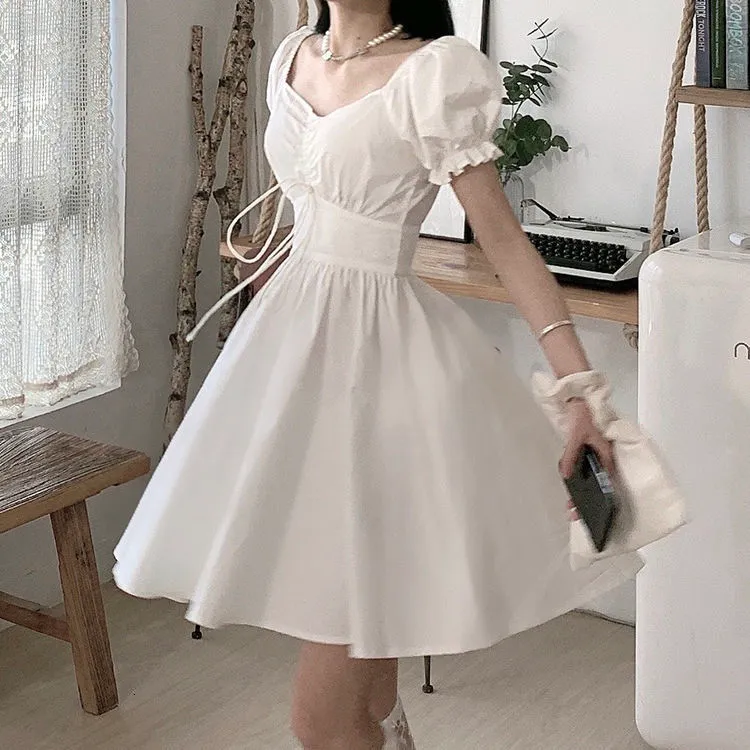 White Puff Sleeve Dress Women Casual Above Knee A-Line Polyester Summer  Dress from Dhgate Basic & Casual Dresses - price 44.96