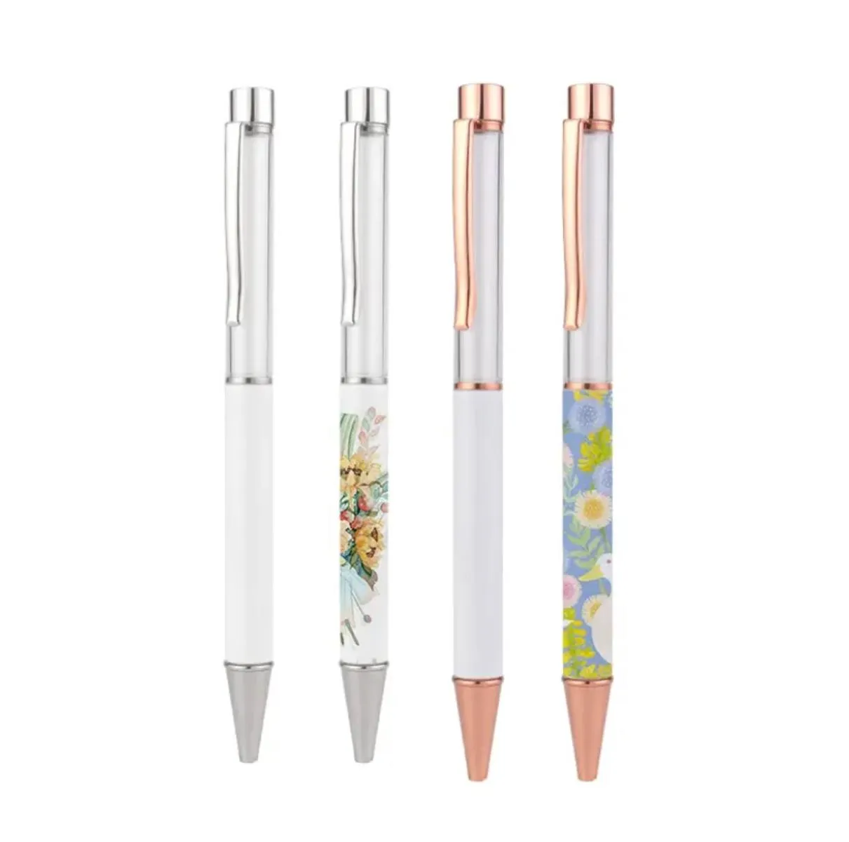 Sublimation stylos à bille blanc transfert de chaleur blanc en alliage de Zinc matériel personnalisé stylo école fournitures de bureau en gros