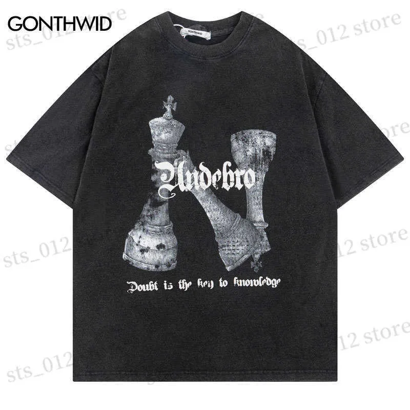 T-shirt da uomo T-shirt vintage da uomo Streetwear Hip Hop Stampa grafica Maglietta lavata Maglietta punk gotica oversize 2023 Top moda Harajuku T230512