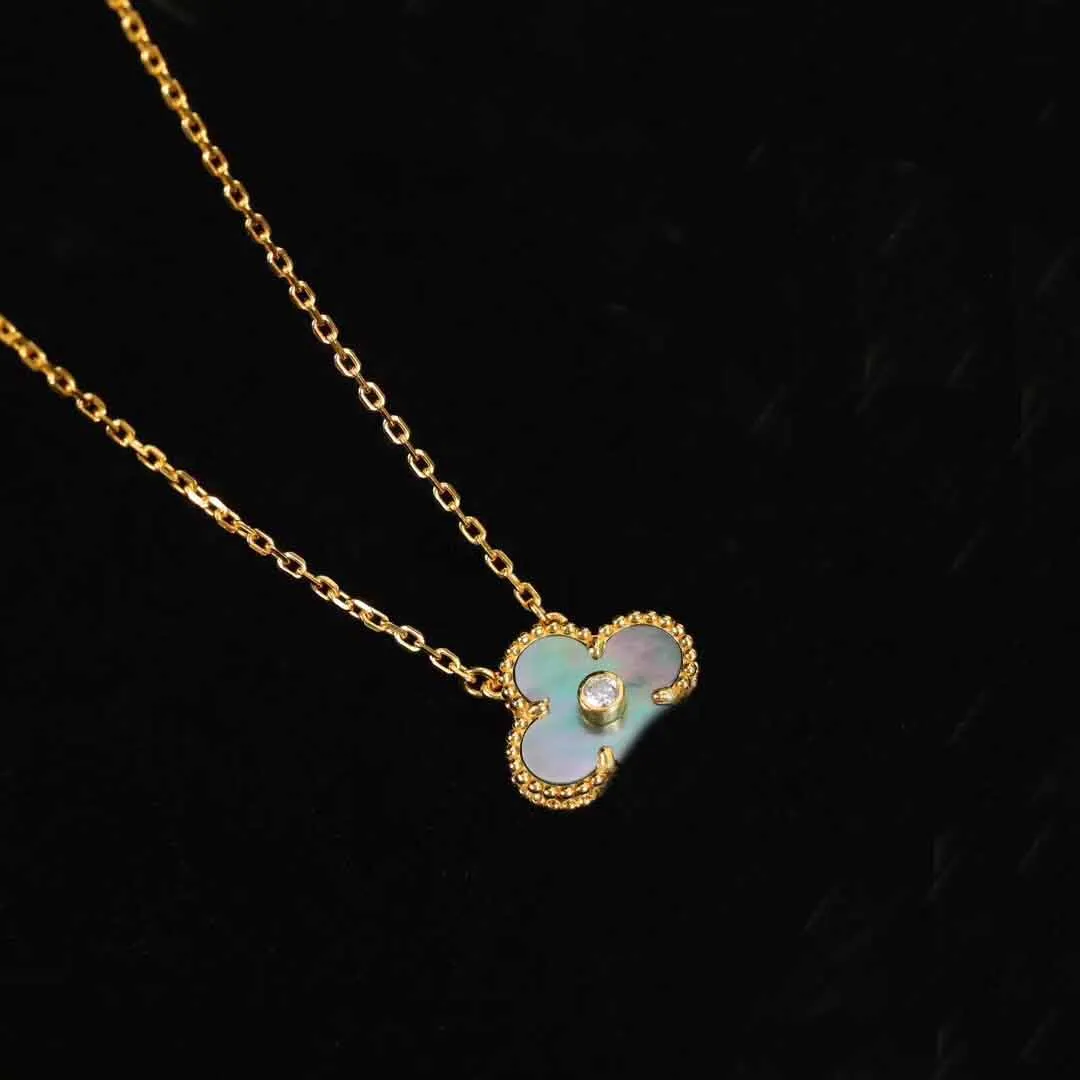2023 La collana con pendente Charm di qualità di lusso con un diamante e un fiore in due colori placcati ha il timbro della scatola PS5013
