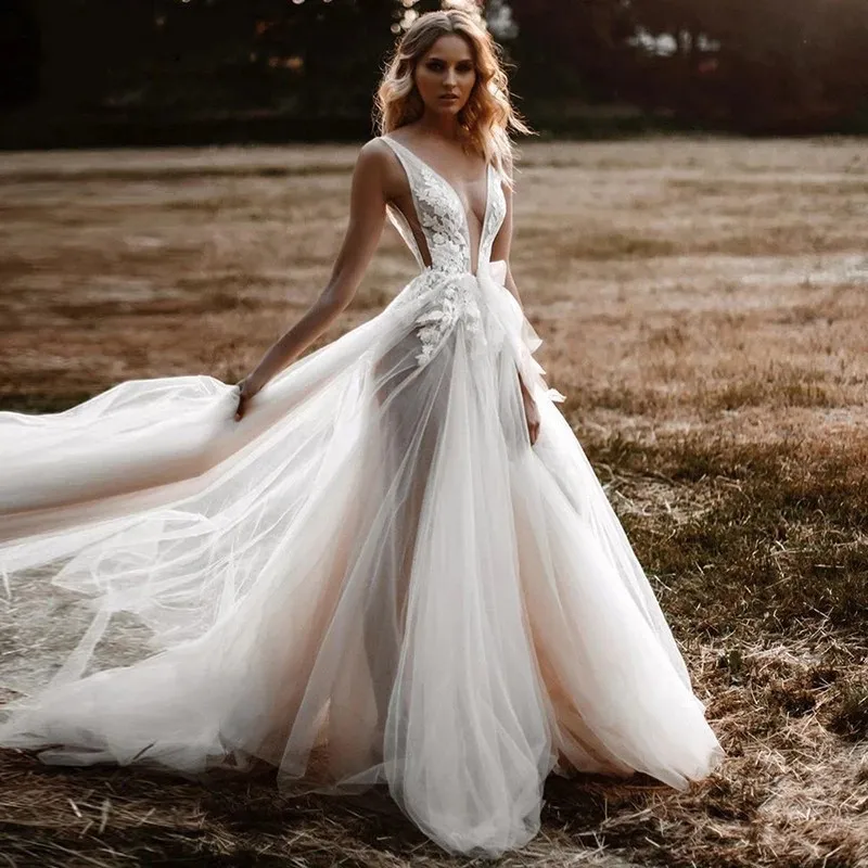 elegant v neck long sleeve lace dress Sexy Mermaid Wedding Dresses Spaghetti Strap Lace Wedding Gown AWD1458 main image 0