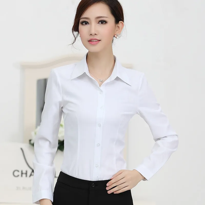 Blusas femininas camisas lenshin moda camisa branca feminina trabalho formal usa blusas de manga longa elegantes camisas femininas magras 230512