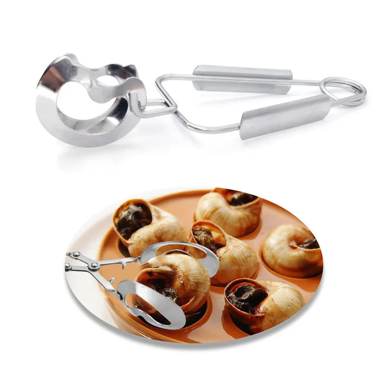 100 Pcs/Lot pince à escargot Pot pince à boeuf pince à nourriture pince à escargot en acier inoxydable printemps pince à fruits de mer pince de service alimentaire ustensile de cuisine