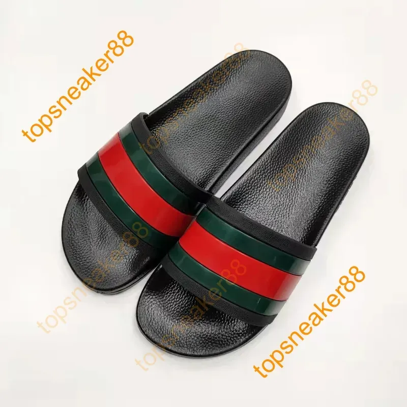 Summer Beach Slippers Women Stripe Slides White Red Mash Design