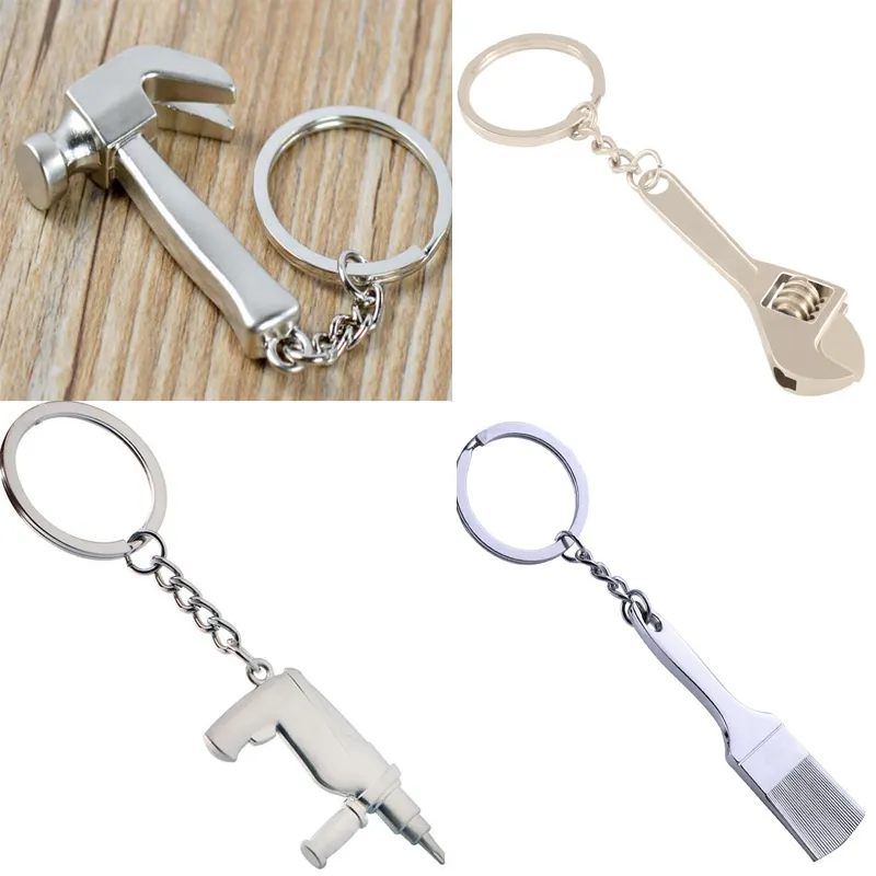 20 stuks partij gunst metalen sleutelhanger persoonlijkheid klauwhamer moersleutel hanger model klauwhamer sleutelhanger ring