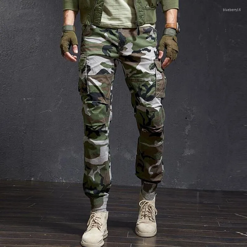 Pantalons pour hommes hommes Camouflage Cargo coton poche maigre tactique hommes Combat armée pantalon militaire pantalons de survêtement survêtement décontracté