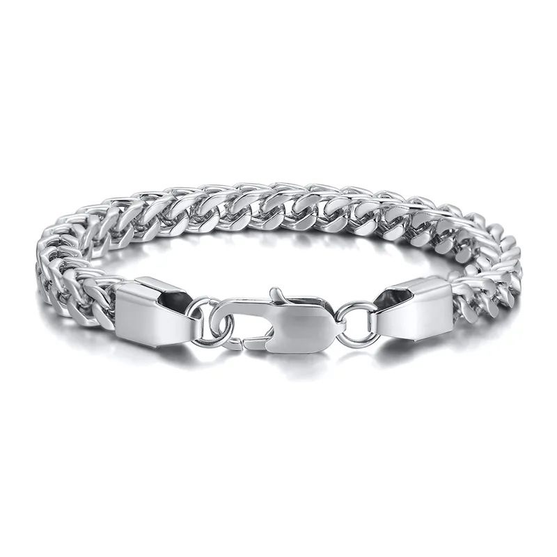 6mm 8.26 pouces poli Hip Hop en acier inoxydable hommes personnalité Bracelet lien chaîne pour cadeaux bijoux argent