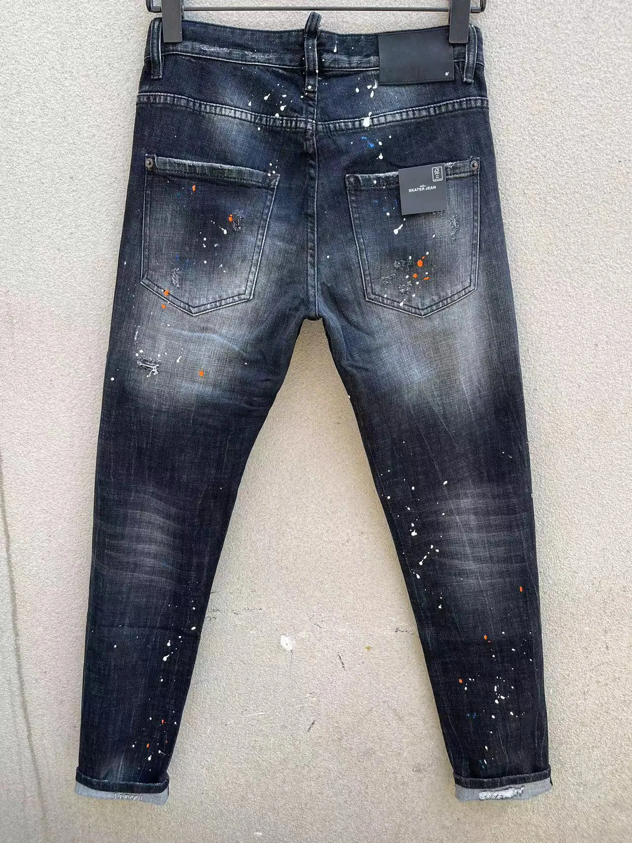 DSQ Phantom Turtle Jeans Mens Mens Mens 럭셔리 디자이어 스키니 찢어진 멋진 사람 인과 구멍 데님 패션 브랜드 피트 청바지 남성 296Q