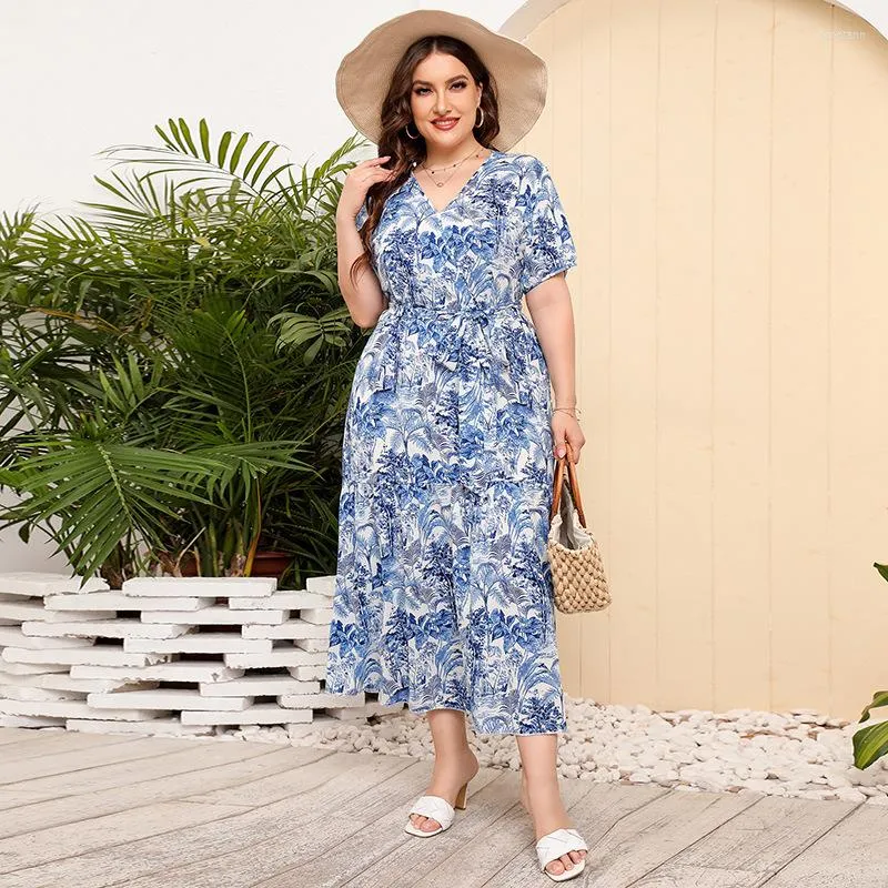 Plus Size Dresses Clothes For Chubby Women Party Beach Long Elegant 4xl 5xl 6xl 2023 Summer Evening Dress Large Sizes FC75