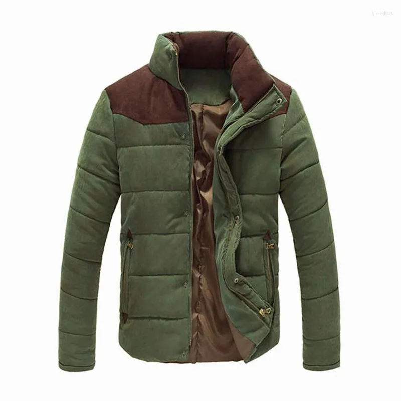 Hommes vers le bas veste d'hiver mode Blouson Homme mâle col montant affaires manteau décontracté garder au chaud épissure coton vêtements hauts