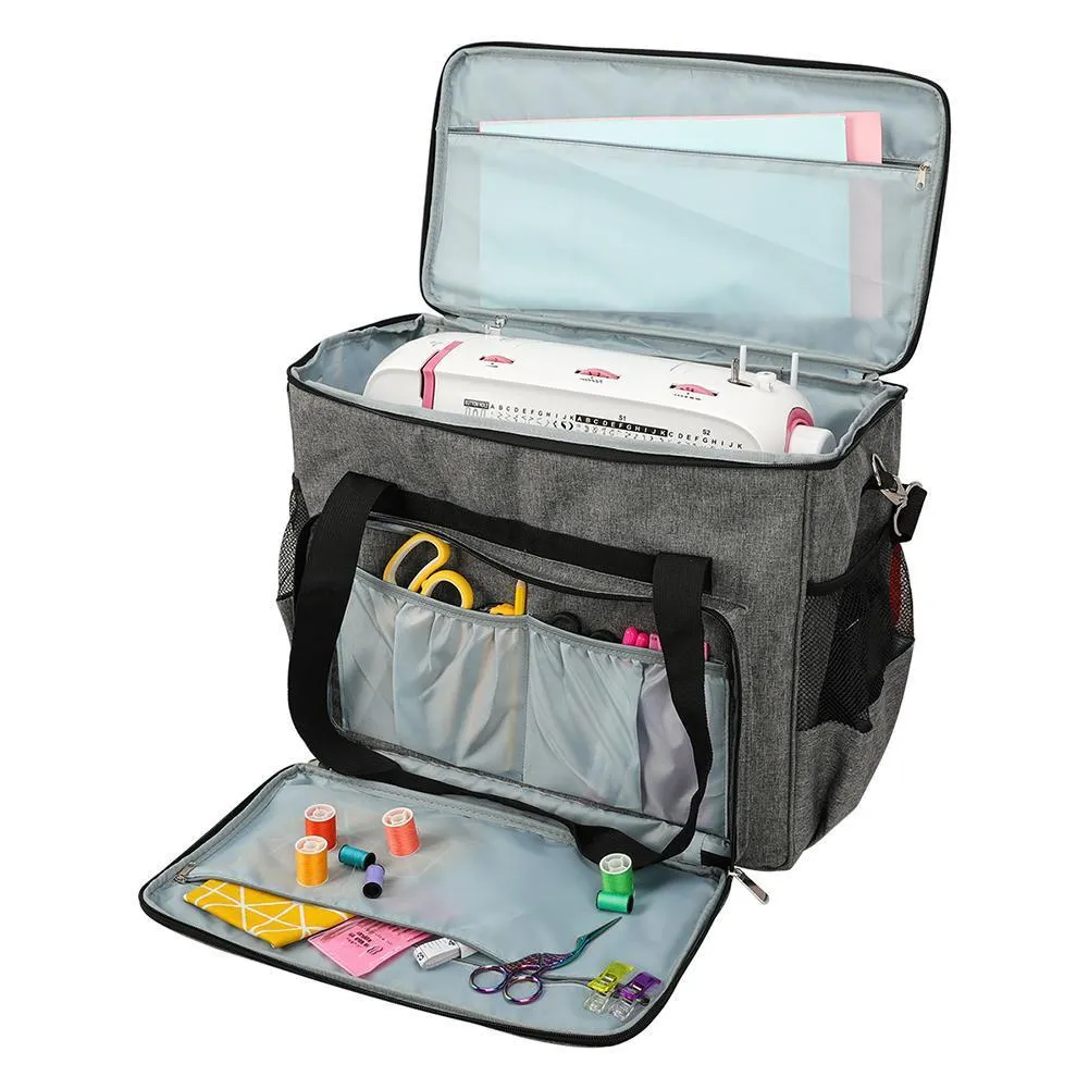 Mallette de transport pour machine à coudre avec plusieurs poches de rangement, sac fourre-tout universel avec bandoulière pour Singer Brother Janome