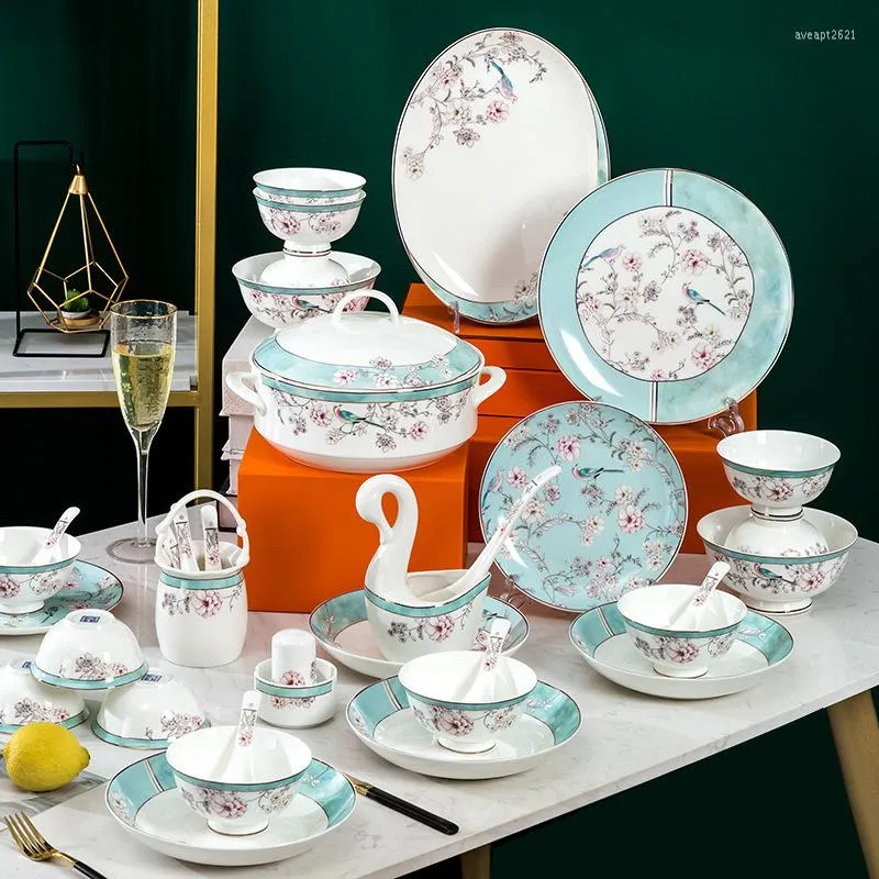 Set di stoviglie Set di piatti in porcellana cinese retrò Set di piatti in  ceramica per riso Ciotola di riso Bacchette Regalo di nozze per la casa