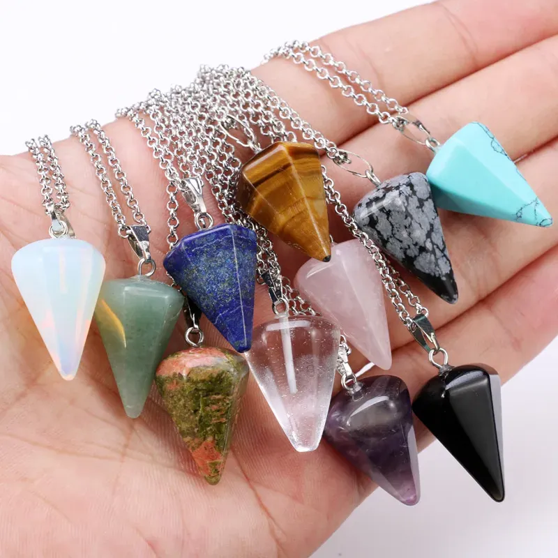 Hexagonal Prism Turquoise Opal Pendants Natural Quartz Crystal