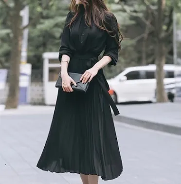 knee length dresses for ladies Gemma Black Long Sleeve Ribbed Maxi Dress
