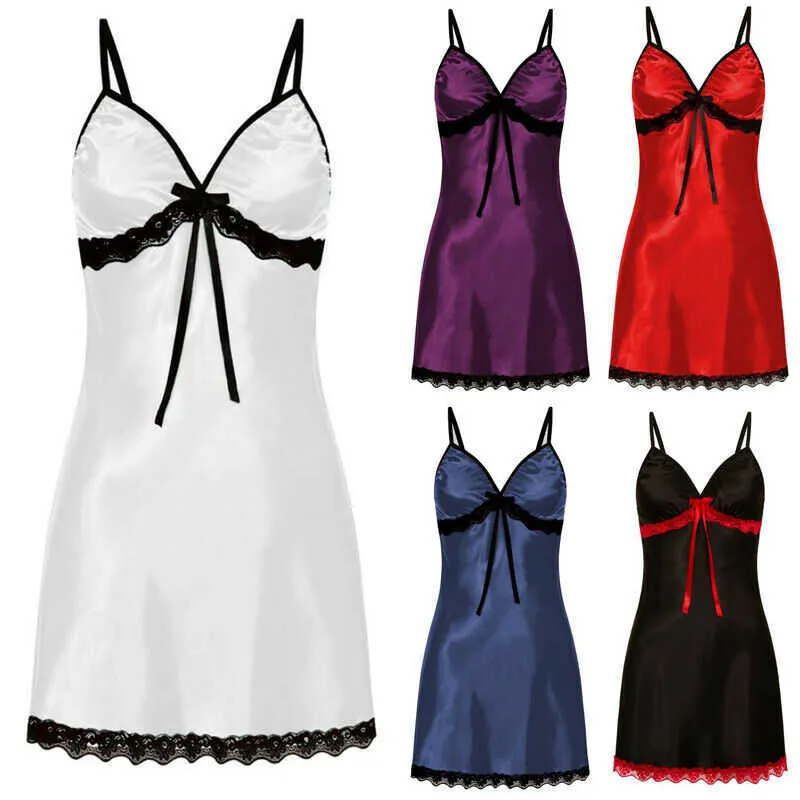 Dames slaap lounge lokale plek sexy lingerie dames zijden kanten gewaad jurk babydoll nachtdress pyjama's p230511