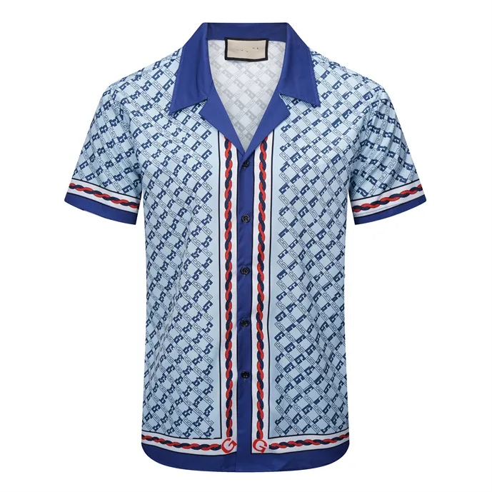 6 2023Neues Kurzarmhemd mit Aufdruck, hochwertiges Designer-Hemd aus echter Seide für Herren und Damen, Poloshirt, Größe M, L, XL, 2XL, 3XL#09