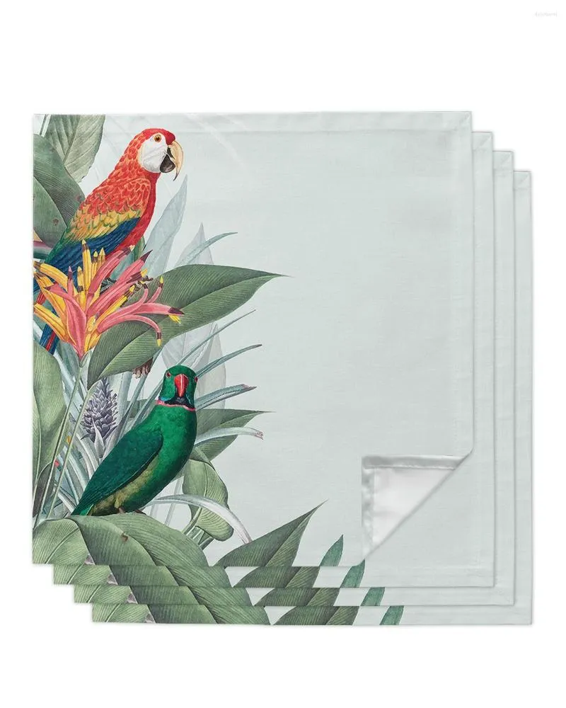 Столовая салфетка 4pcs тропические растения попугай квадрат салфетки 50 см. Свадебные украшения для свадебного ужина