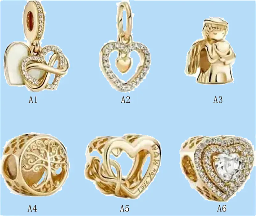 925 Silberperlen-Charms passen zu Pandora-Charms LOVE Gold Angel Love Style Tree of Life-Perlen