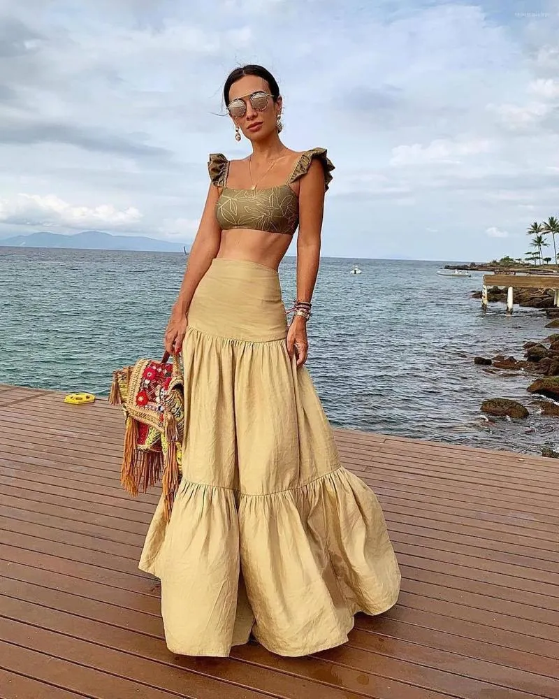 Boho pleated maxi skirt outlet