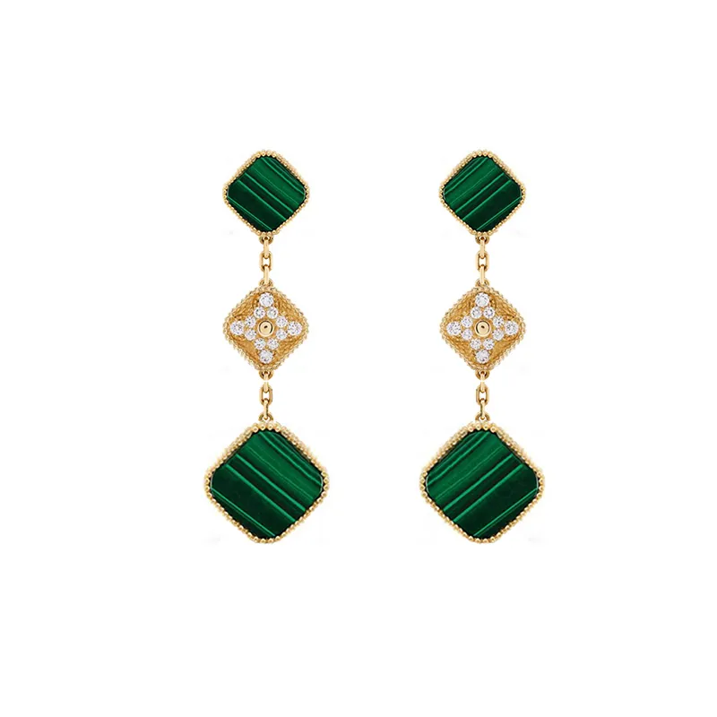 2023 Stud Trèfle à quatre feuilles Boucle d'oreille Mode Classique Dangle Boucles d'oreilles Designer pour femme Agate Nacre Moissanite Diamant Drop Boucle d'oreille Valentines Mères Cadeau