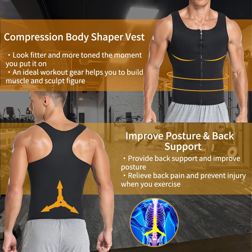 Men's Thermal Body Shaper Slimming Shirt Shapers Compression Sports Shirt  Neoprene Waist Trainer Body Shaper Slim Vest T-Shirt