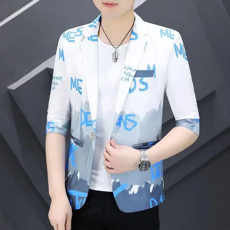 Men s Suits Floral Blazers Casual Luxury Jackets for Men Long Sleeve Coats