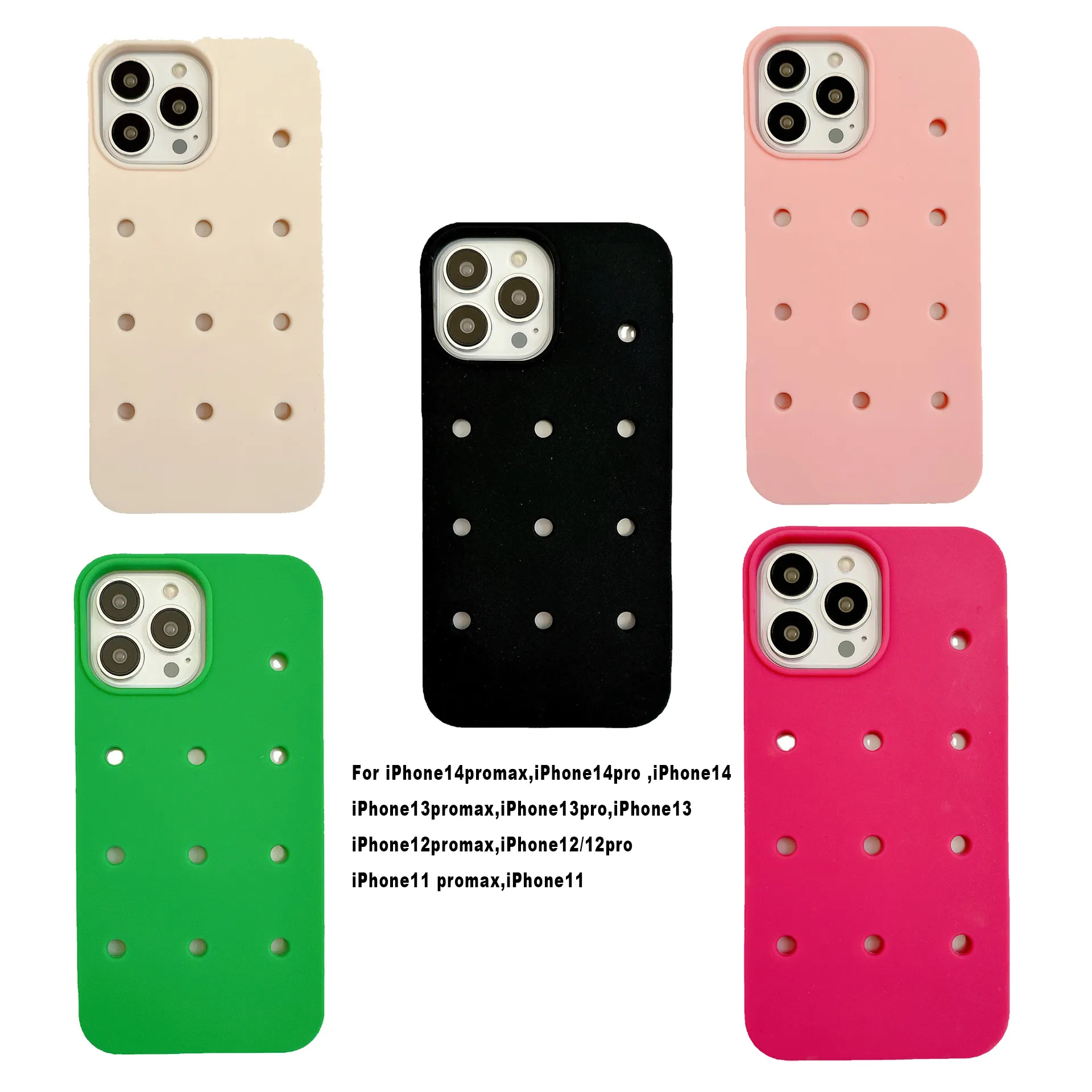 DIY zelf multi kleur siliconen mobiele telefoon hoesjes voor iphone 11 12 13 pro/max hold croc charms