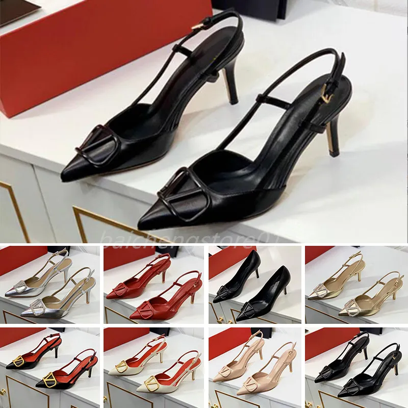 Marque de luxe Sandales talons hauts Femmes Designer d t Chaussures pointues Classiques Or V Boucle en m tal 4cm 6cm 8cm 10cm Talons fins